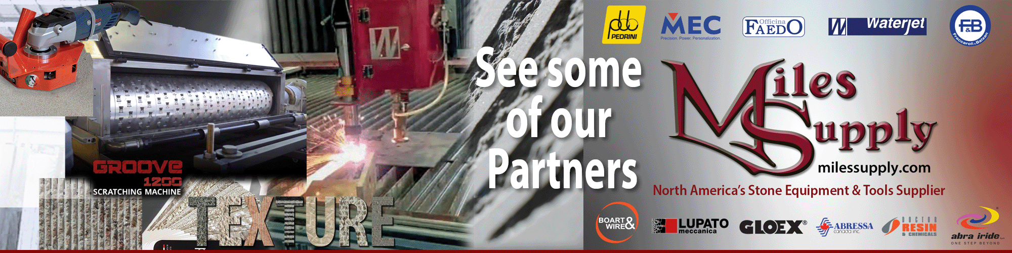 See Miles Supply at StonExpo with Pedrini, MEC, Faedo, Waterjet Corp, and Fraccaroli & Balzan...